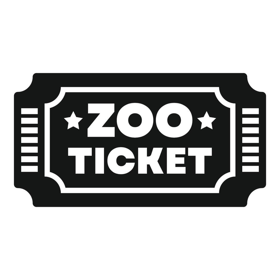 Black and white zoo ticket icon representing visiting the zoo vector