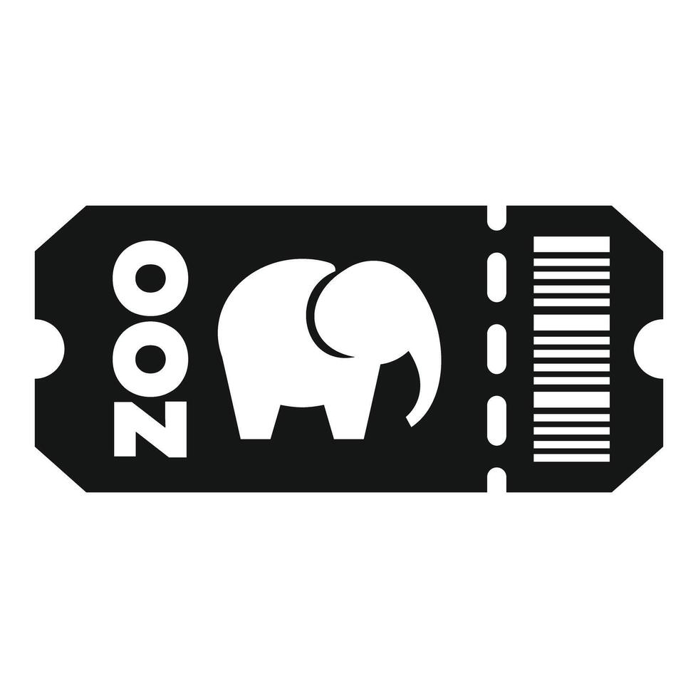 Black and white zoo ticket featuring an elephant silhouette vector