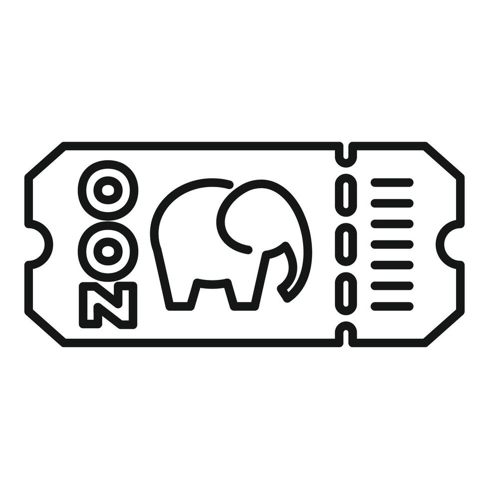 Zoo entrance ticket featuring elephant icon for wildlife park visit vector
