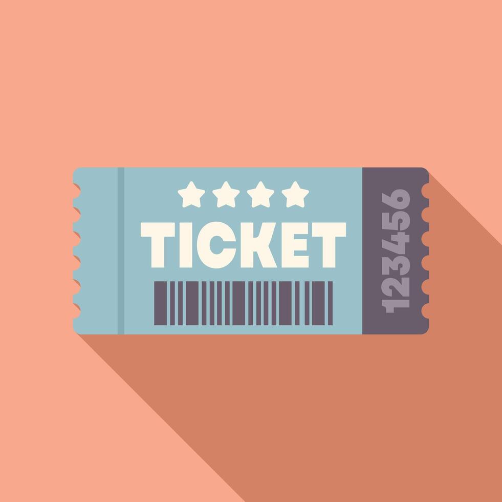 Blue vip ticket with barcode casting a shadow on pink background vector