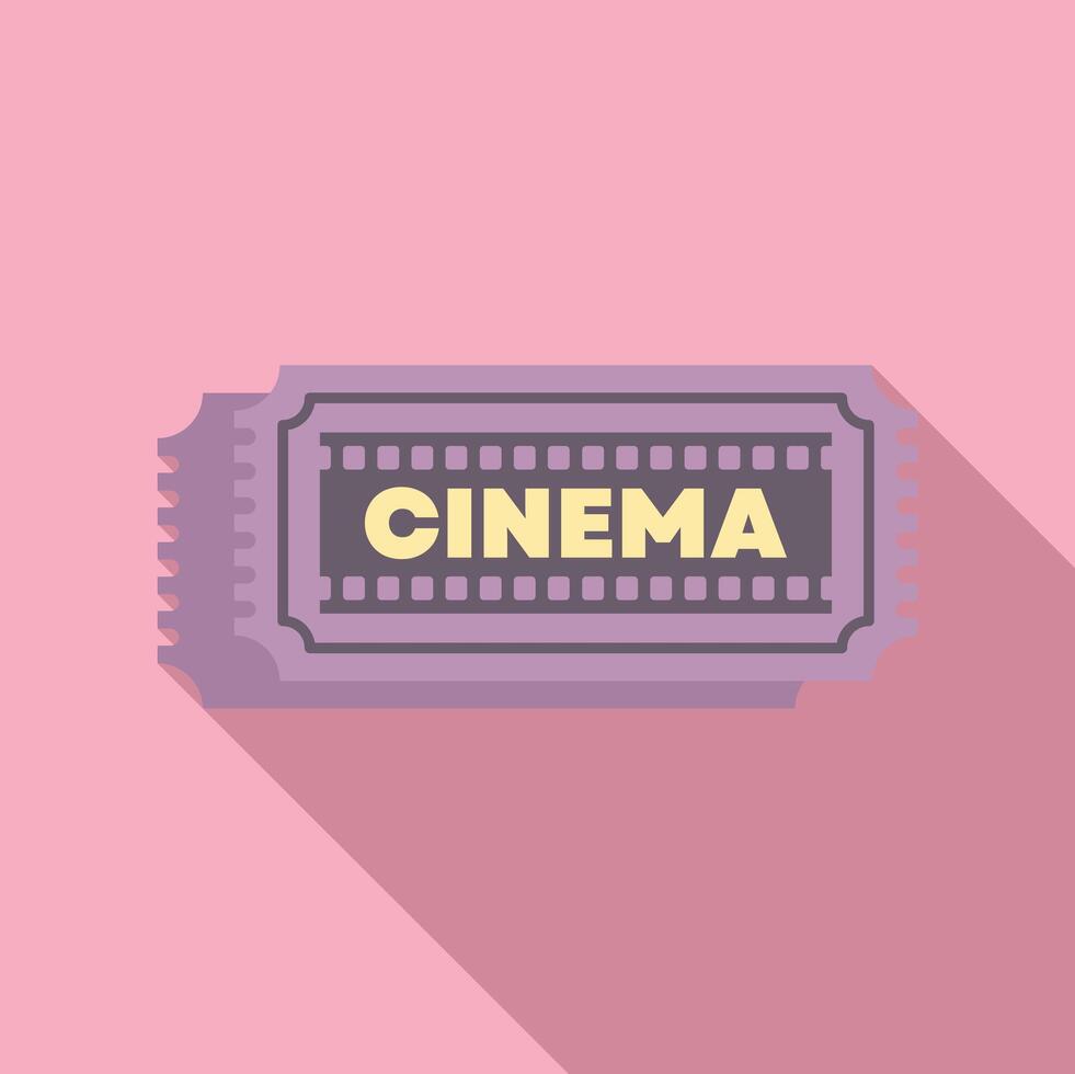 Cinema ticket lying on pink background with long shadow vector
