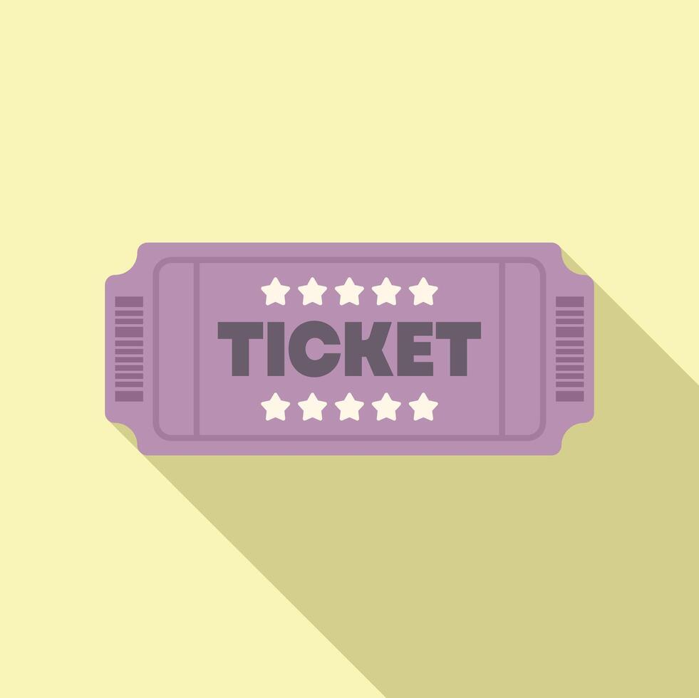 Purple ticket admit one showing five star rating with long shadow vector