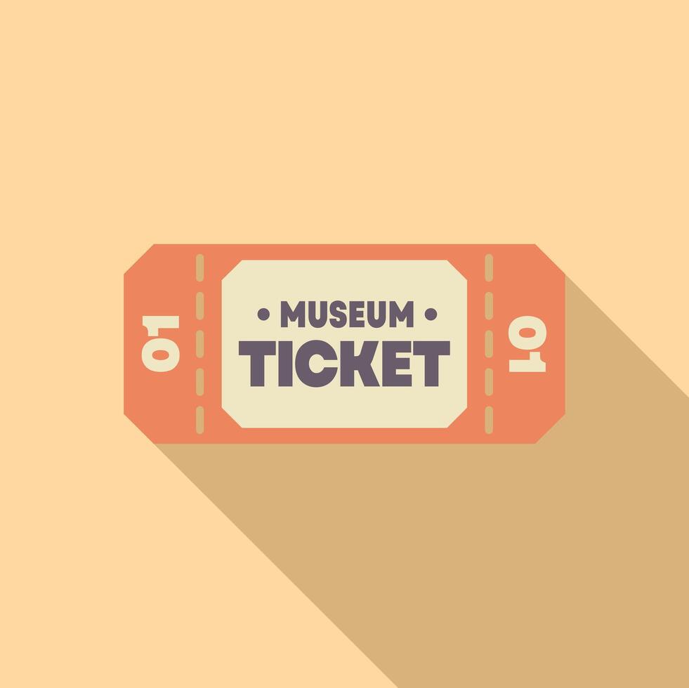 Museum ticket admitting one person with long shadow vector
