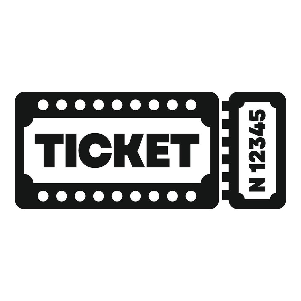 Black simple ticket icon representing accessing entertainment vector