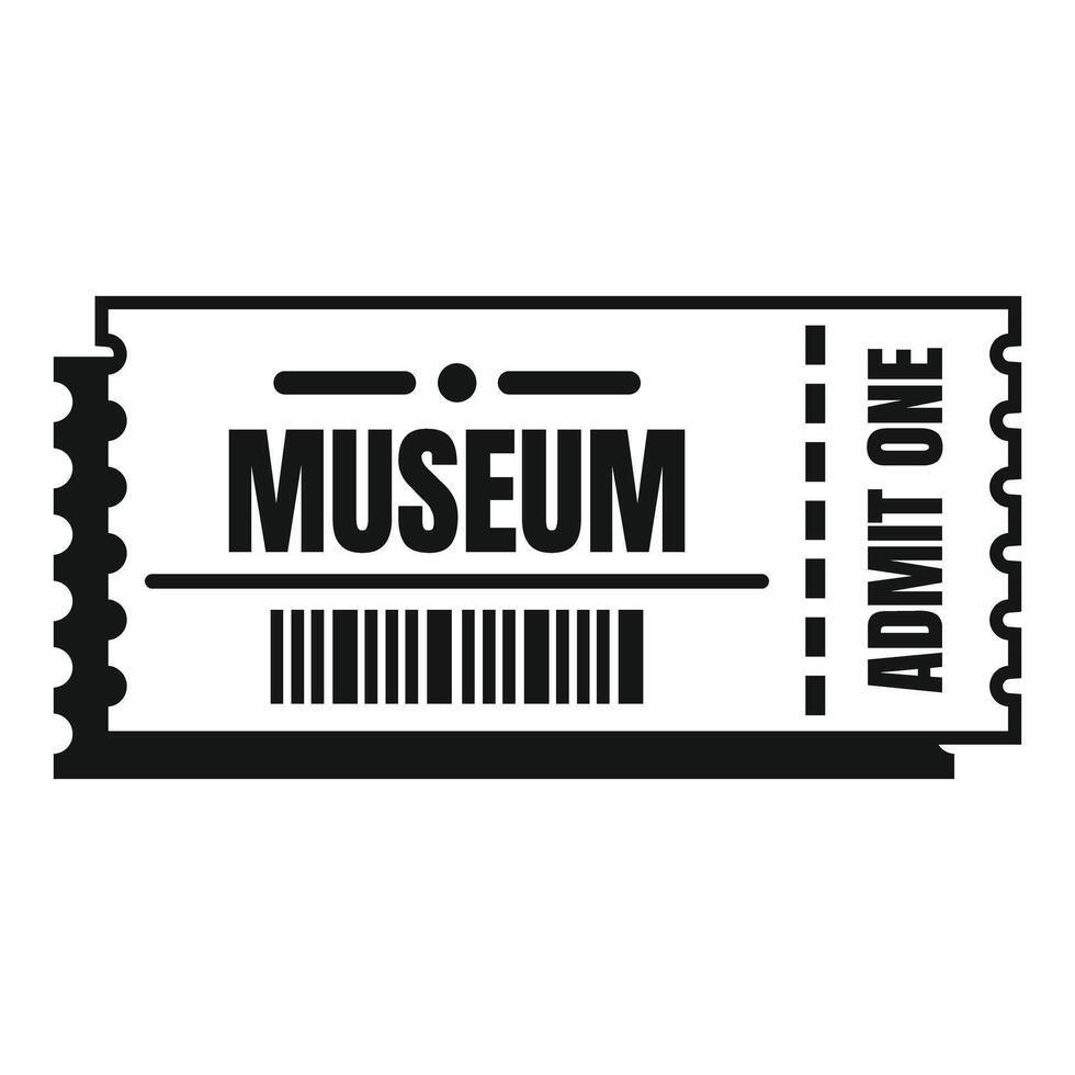 Museum ticket admit one pass showing barcode for entrance vector