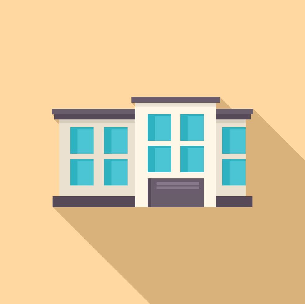 Modern office building with large windows casting long shadow vector