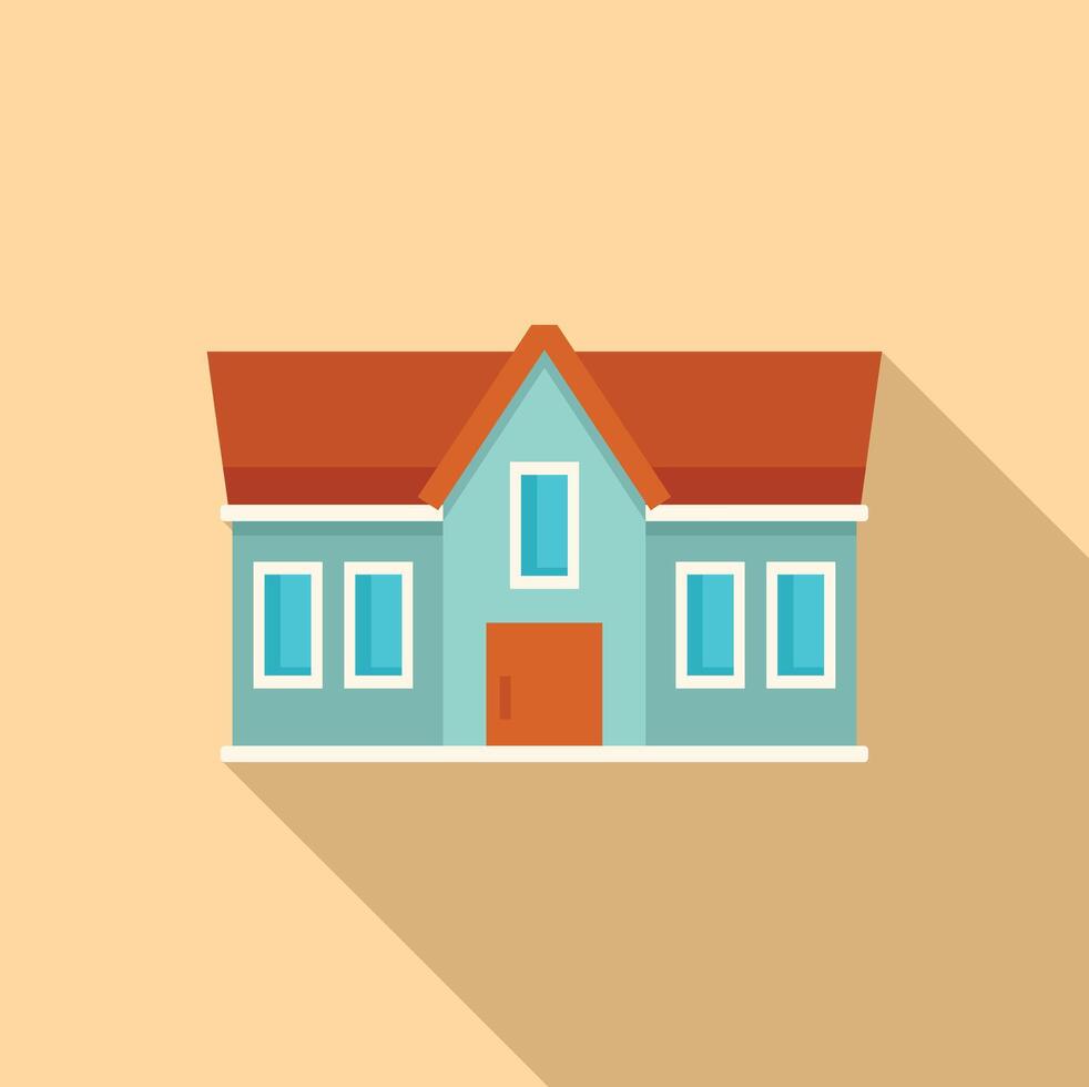 Small family house with red roof casting a shadow vector