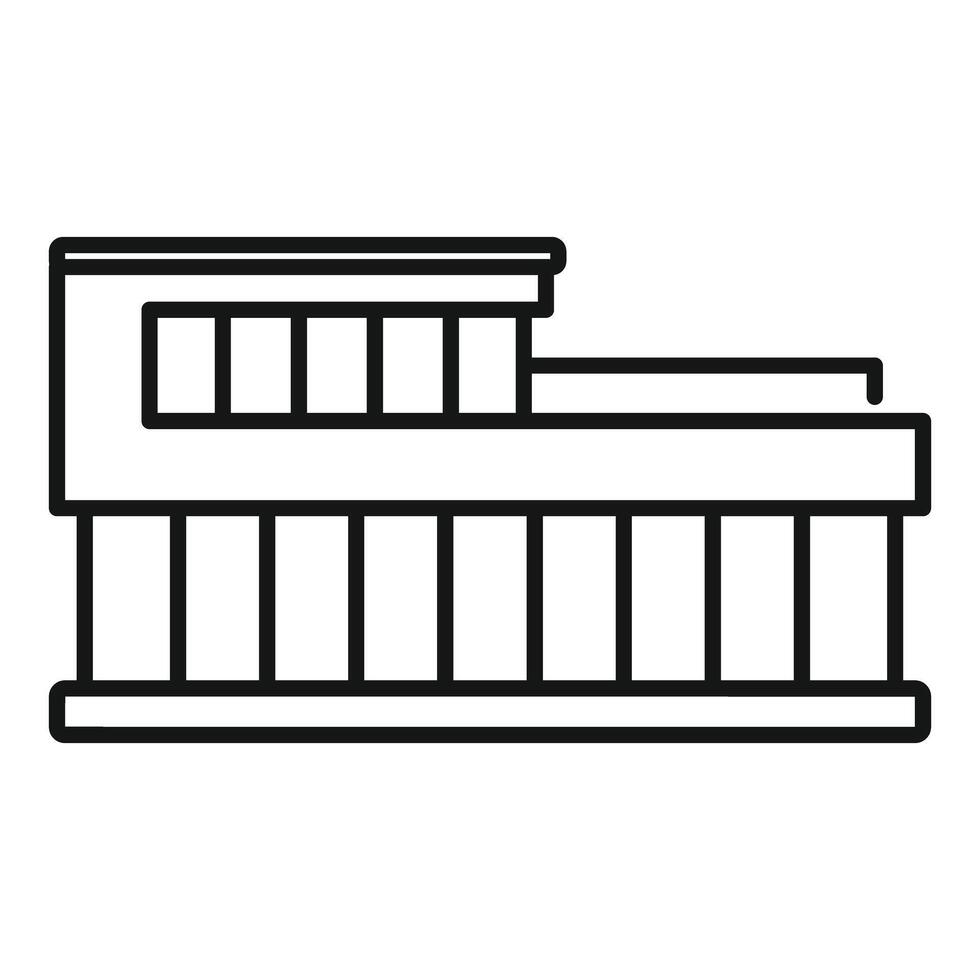 Modern house with columns holding up balcony line icon vector