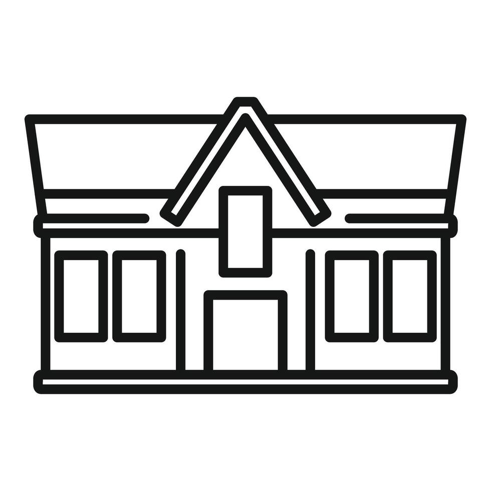 One story house with attic windows icon thin line vector