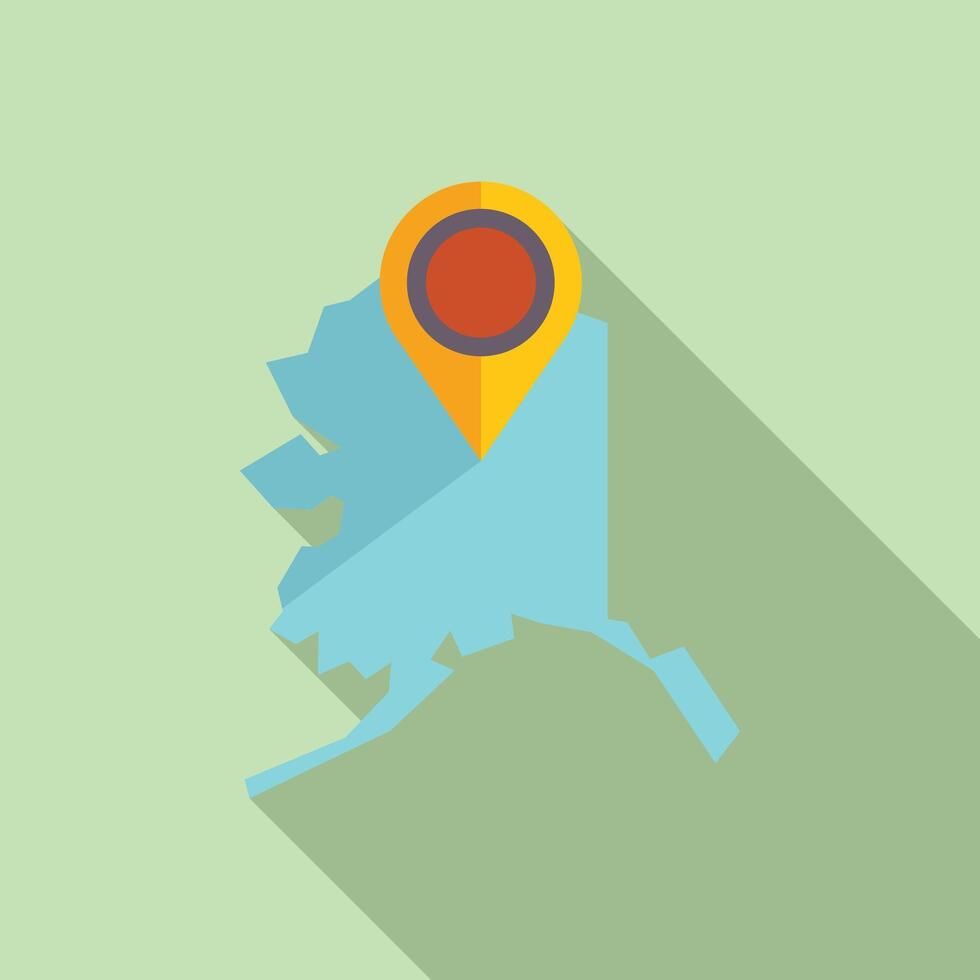 Yellow location pin pointing alaska state on a map vector