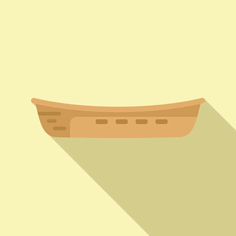 Wooden boat floating on water in flat design vector