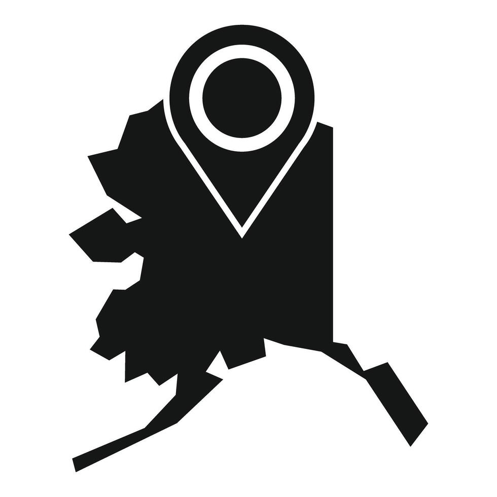 Black pin showing location on alaska map icon vector