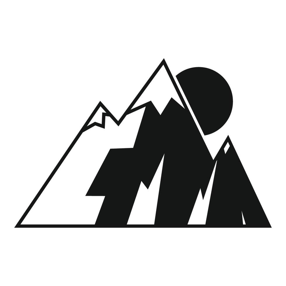 Big mountain range with sun shining icon simple style vector