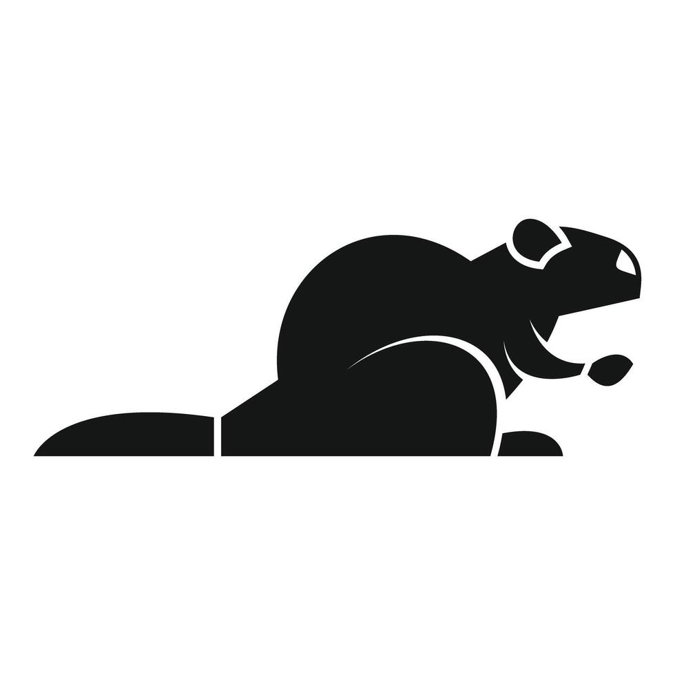 Canadian beaver gnawing holding wood branch icon vector