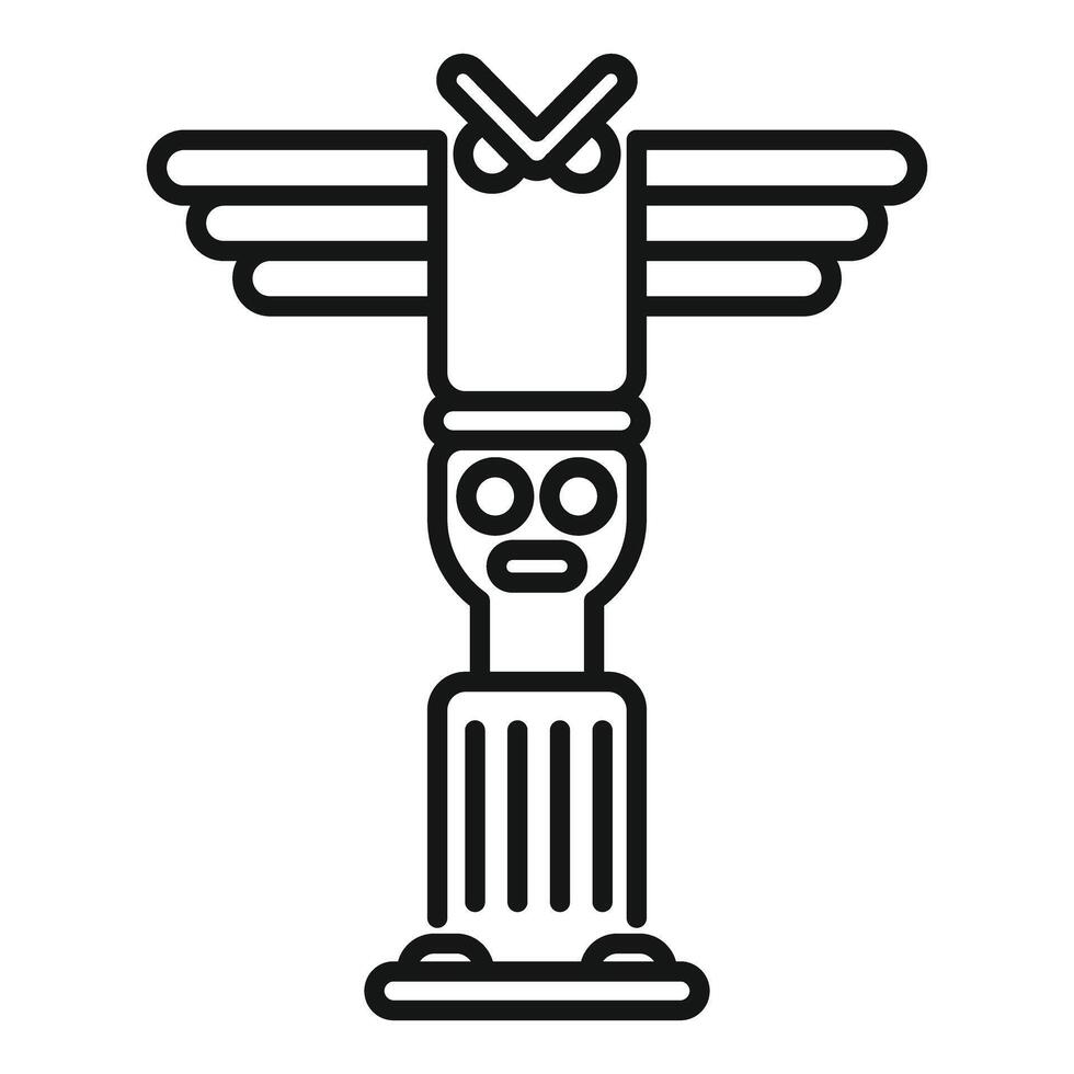 Line art icon of a totem pole representing native american culture vector