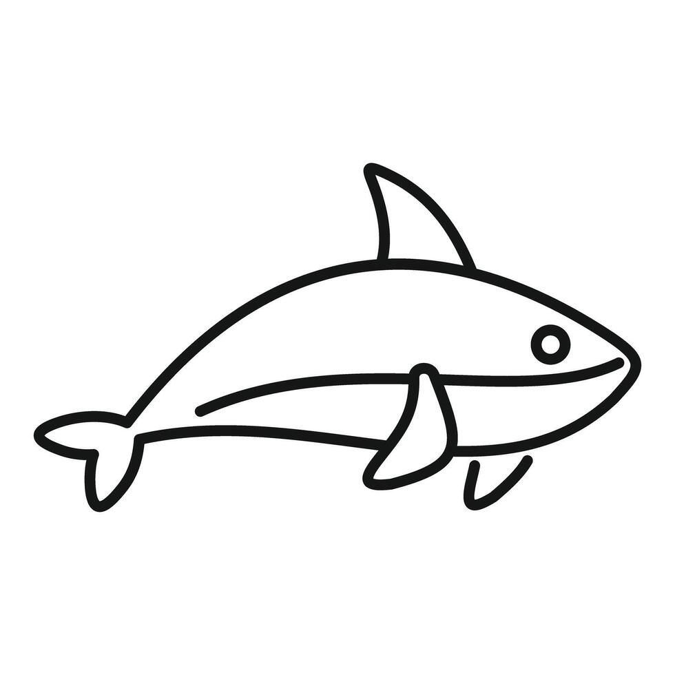 Cute killer whale swimming upwards line icon vector