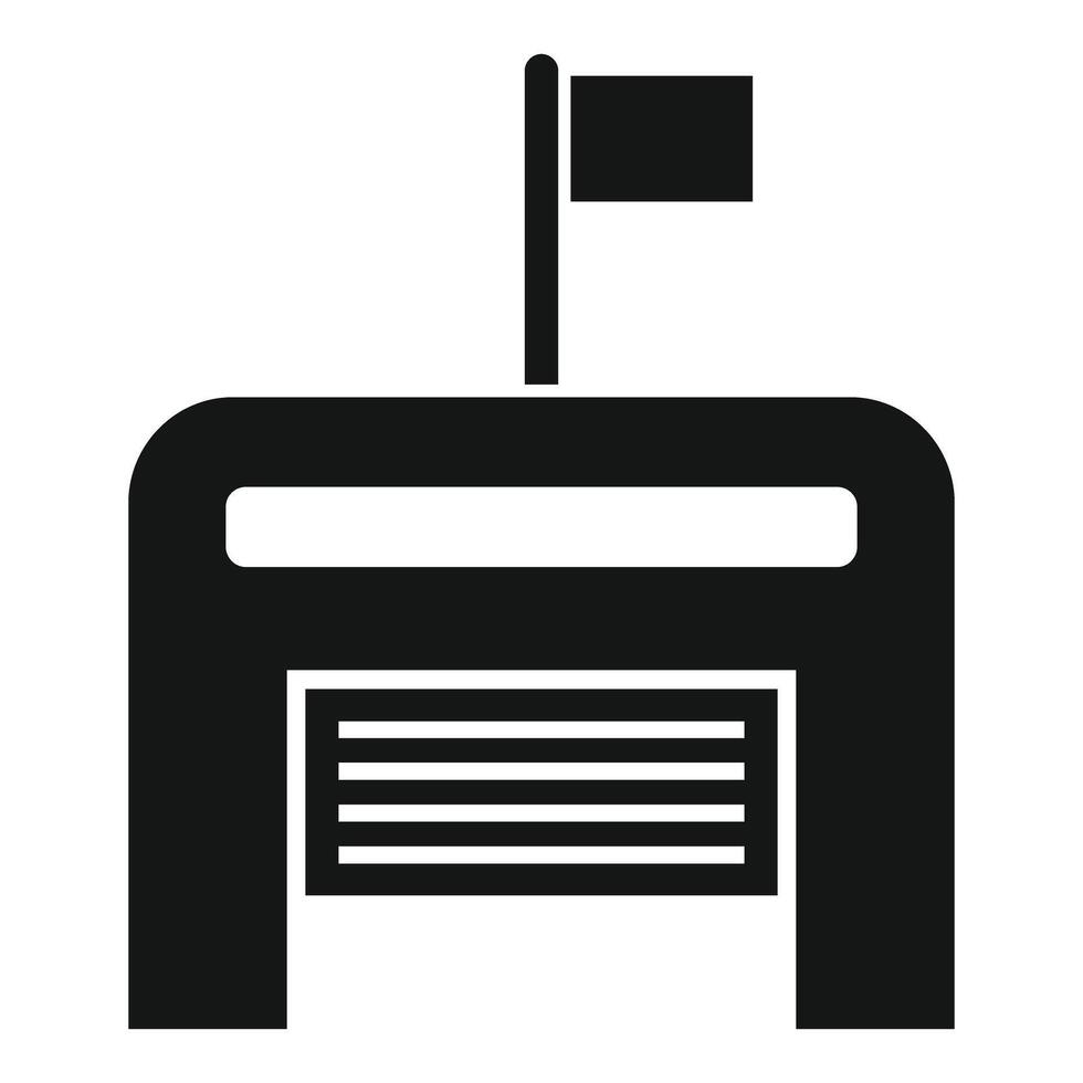 Big garage building with flag waving icon simple style vector