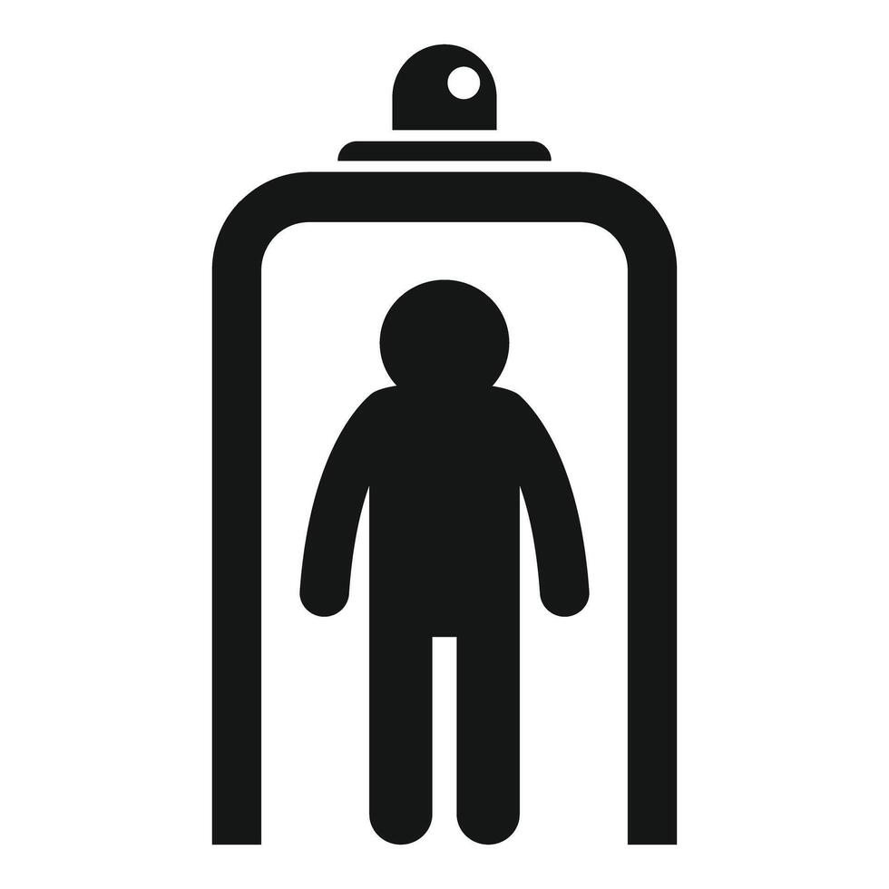 Black silhouette of a man passing through an airport security gate vector