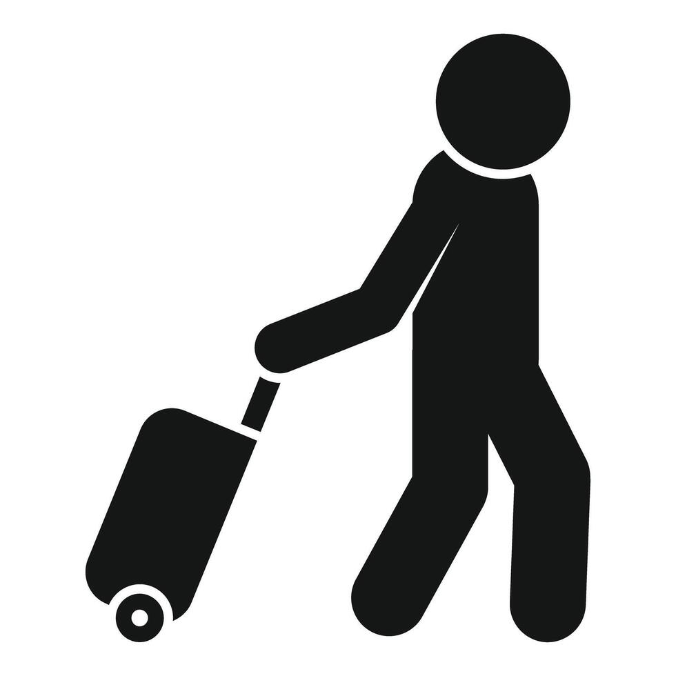 Businessman walking pulling suitcase icon vector