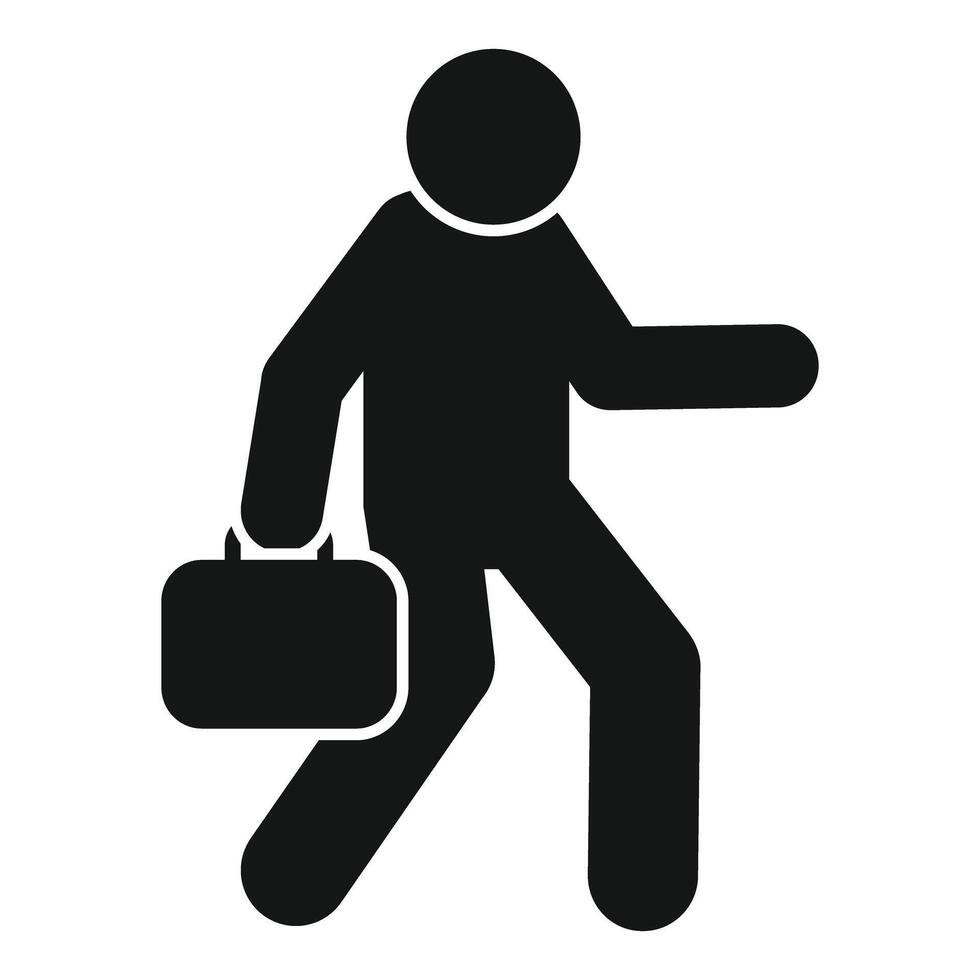 Businessman walking carrying briefcase icon vector