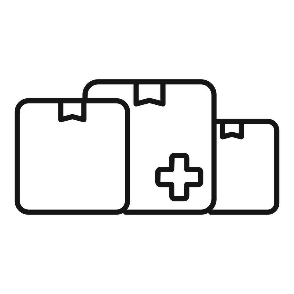 Three cardboard boxes representing online pharmacy delivery service vector