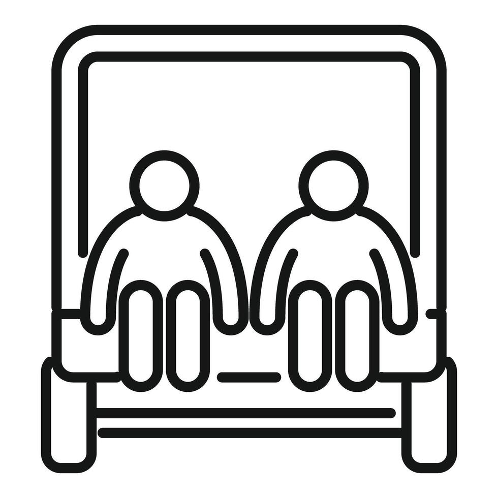 Two passengers sitting on backseat of pickup truck vector