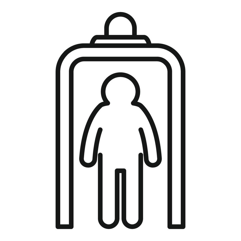 Passenger passing through airport security metal detector vector