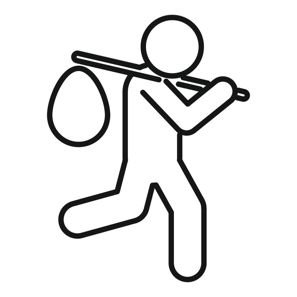 Homeless man is walking with sack on stick vector