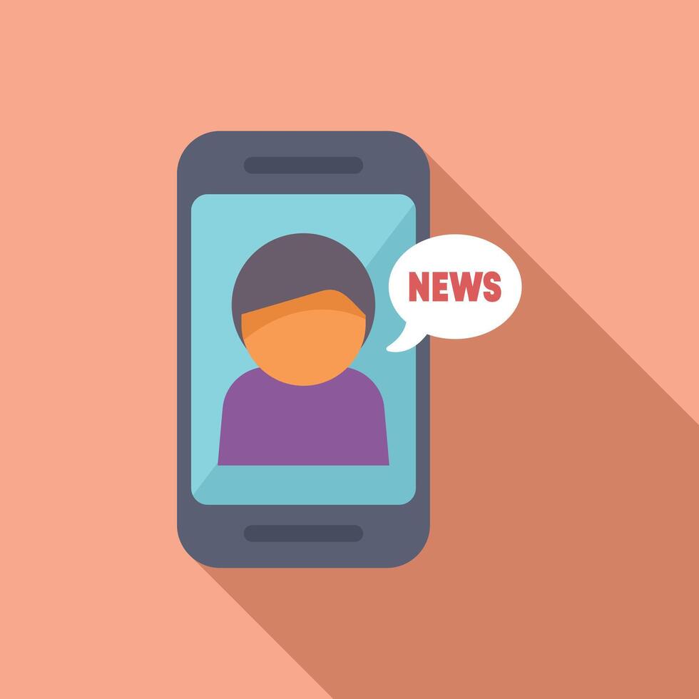 Journalist reporting breaking news on smartphone vector