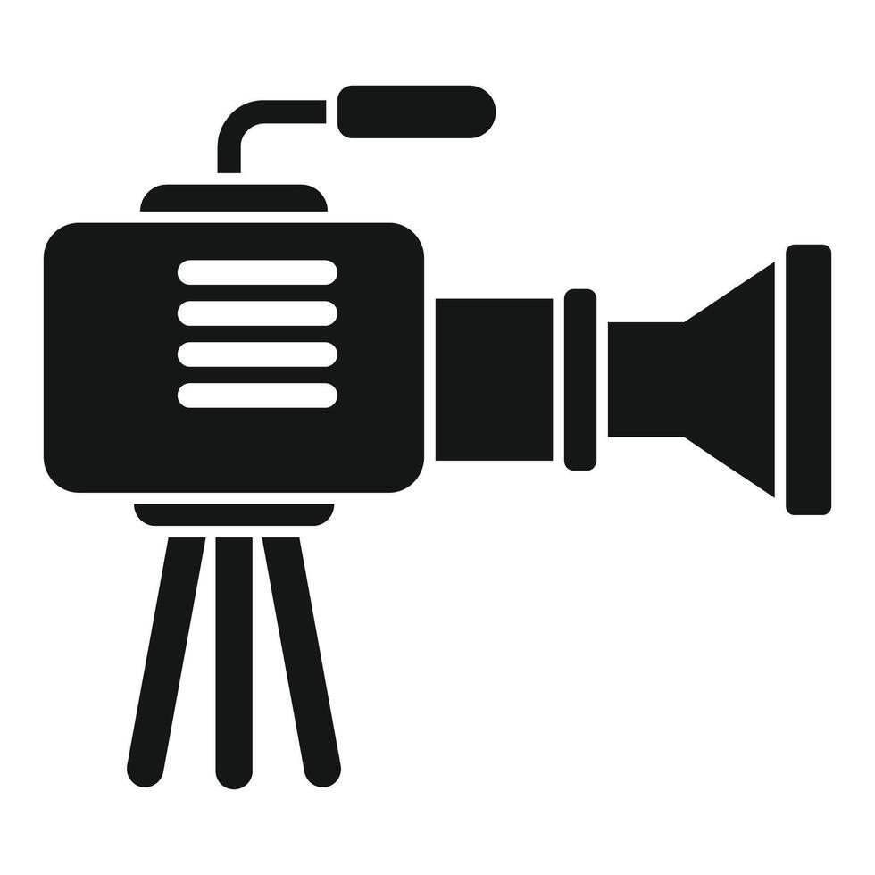 Professional digital camera standing on tripod is recording vector