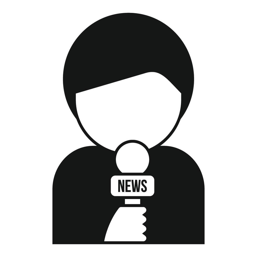 Journalist holding microphone reporting breaking news icon vector