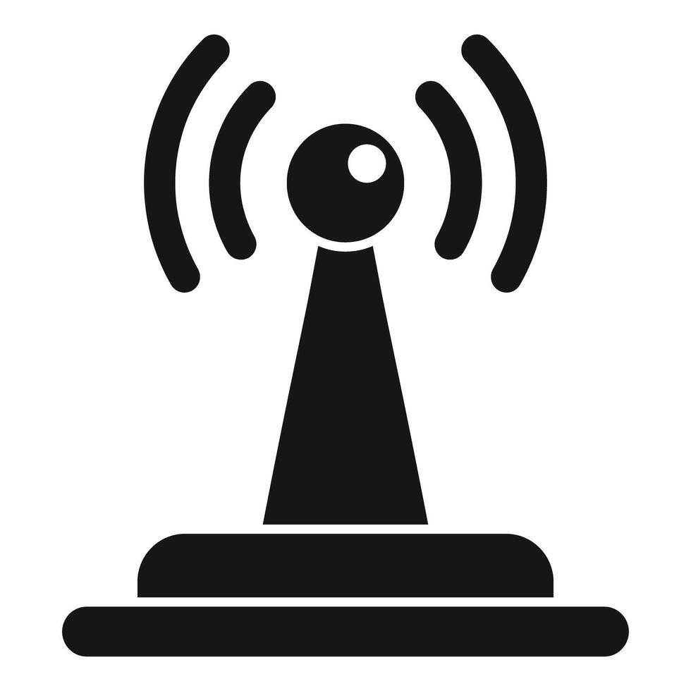 Radio tower transmitting signals icon showing broadcast communication vector