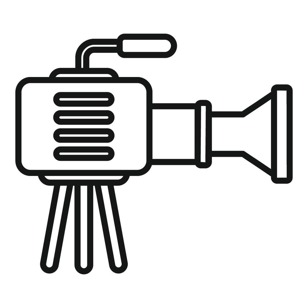 Professional digital camera on tripod is recording content vector