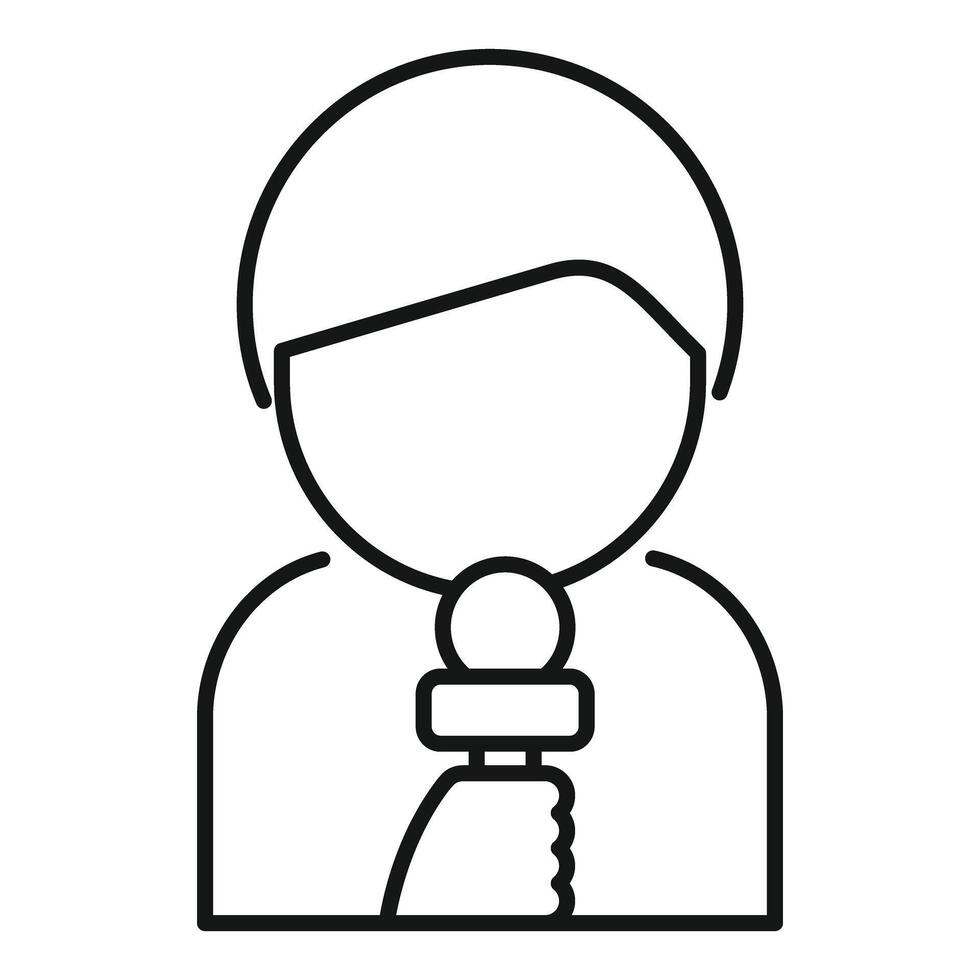 Journalist holding microphone making interview icon vector