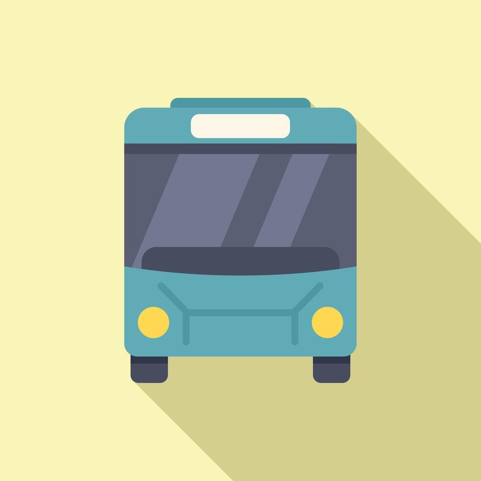 Turquoise intercity bus standing with headlights on vector