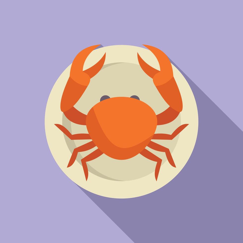Cooked crab lying on plate with claws up in air vector