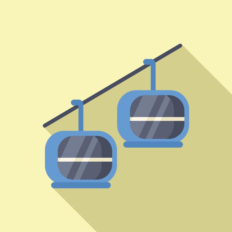 Cable car moving up on ropeway in flat style vector