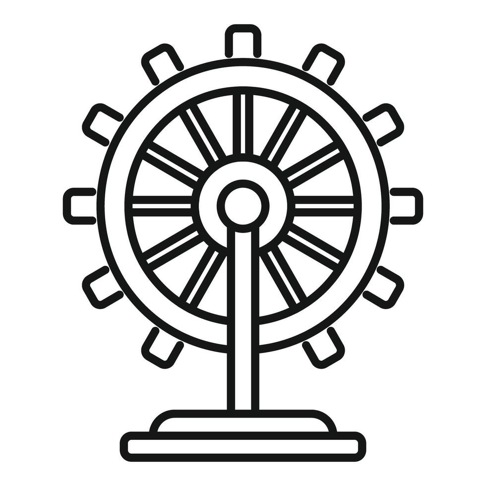 Simple line drawing icon of a ferris wheel rotating in an amusement park vector