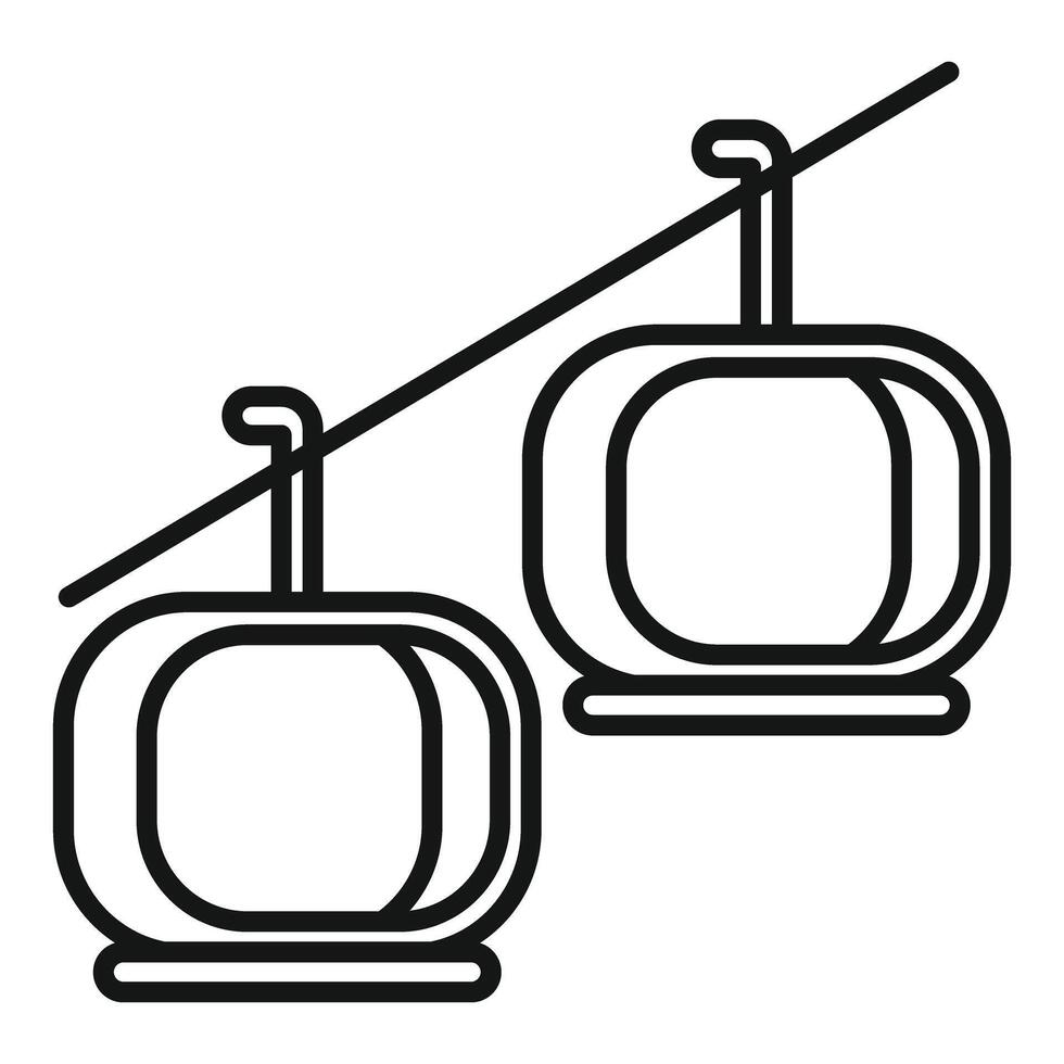 Two empty cable cars hanging from cableway vector