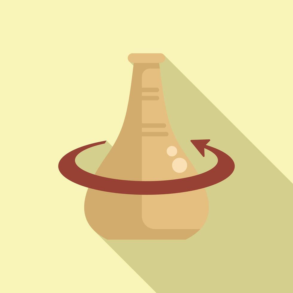 Chemical flask rotating with arrow showing recycling process vector