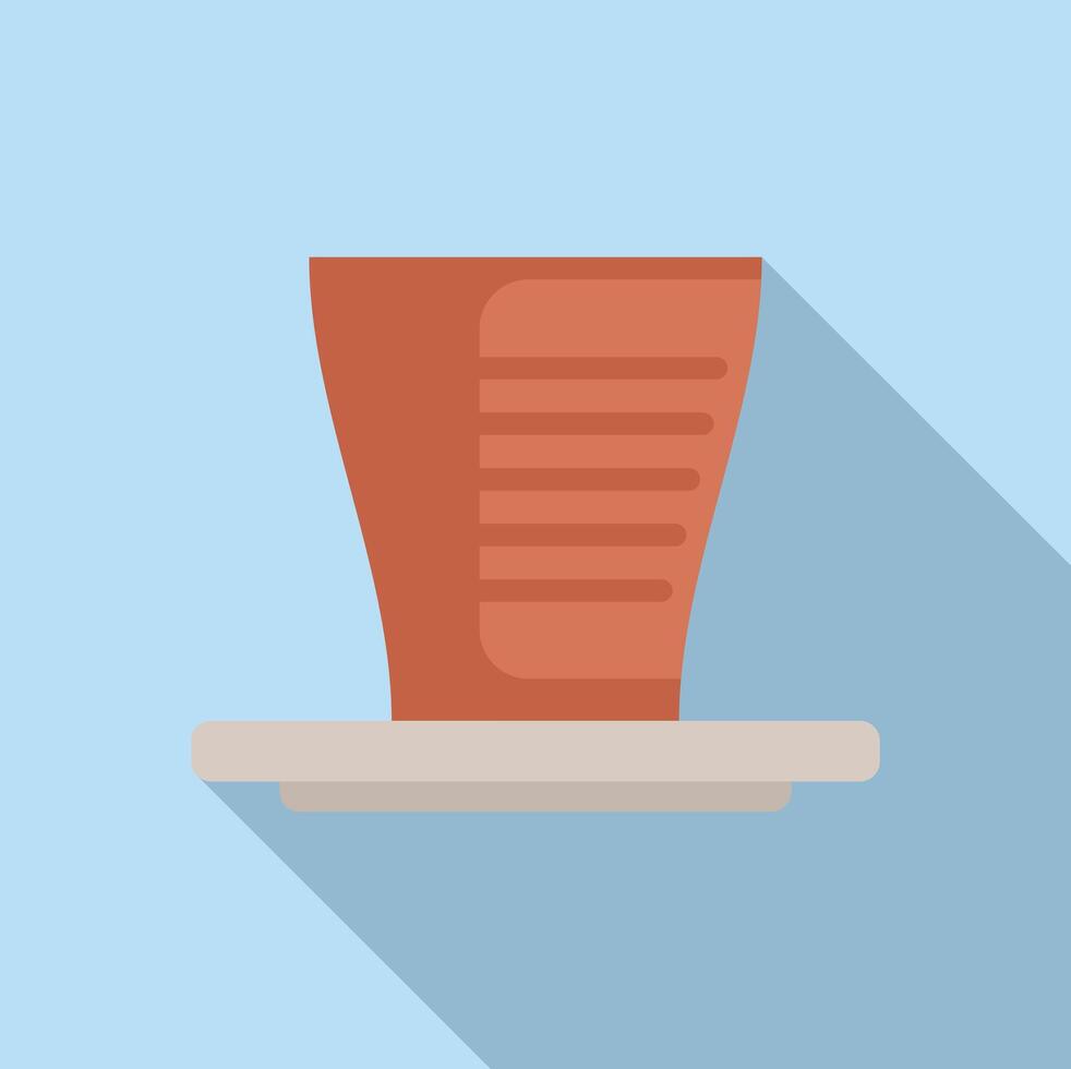 Empty flowerpot standing on white plate with long shadow vector