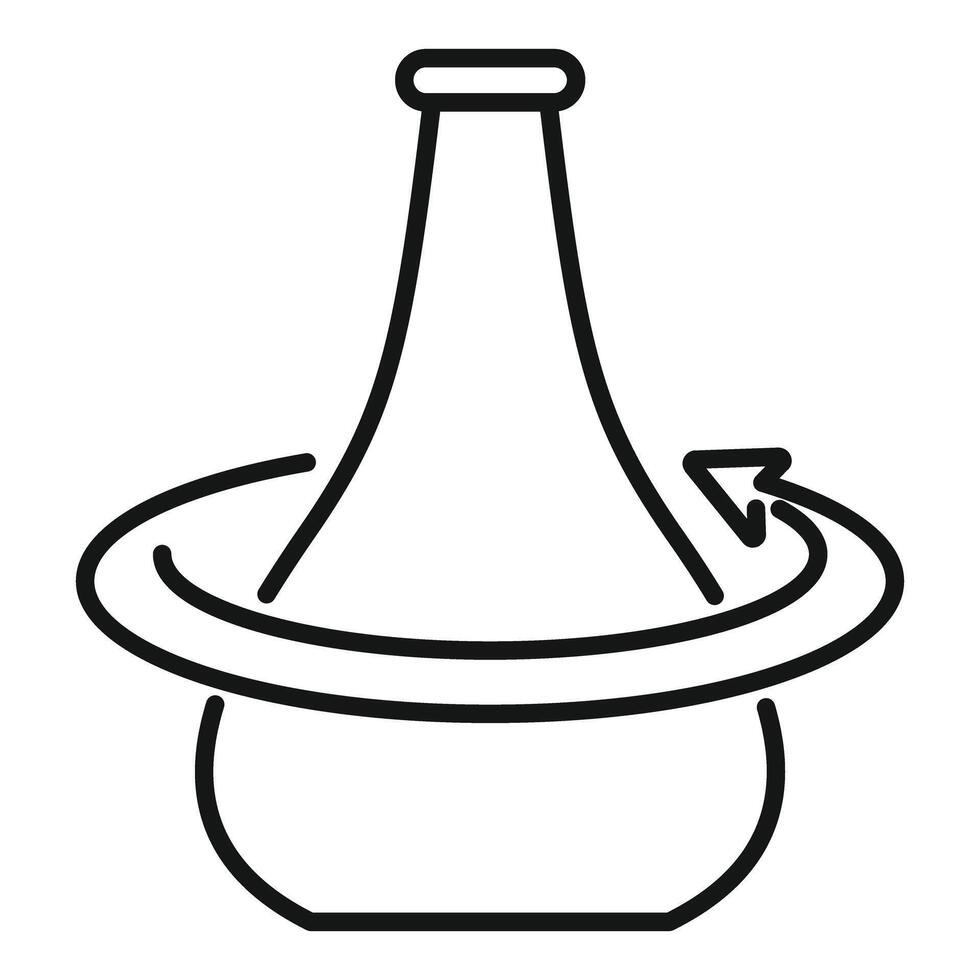 Chemical flask rotating on axis line icon vector