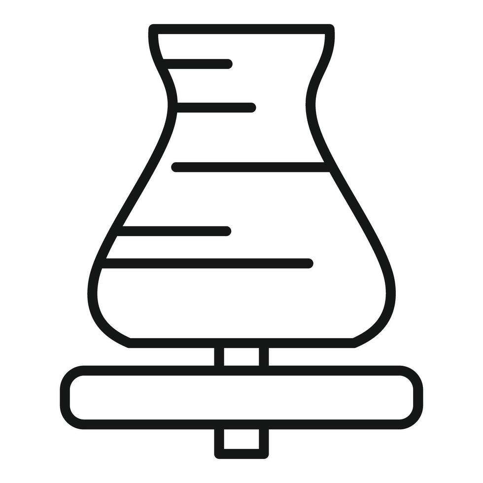 Chemical flask heating on stand icon outline style vector
