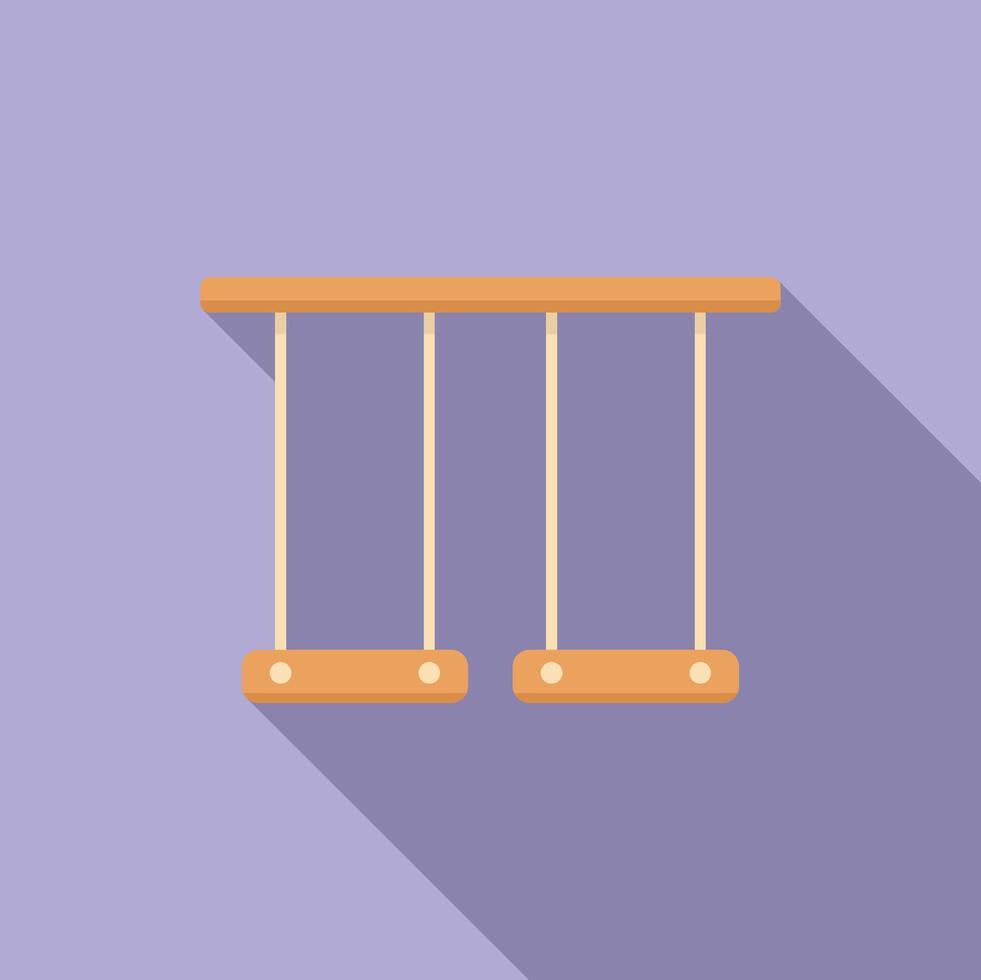 Wooden kid swing set hanging from bar flat design icon vector