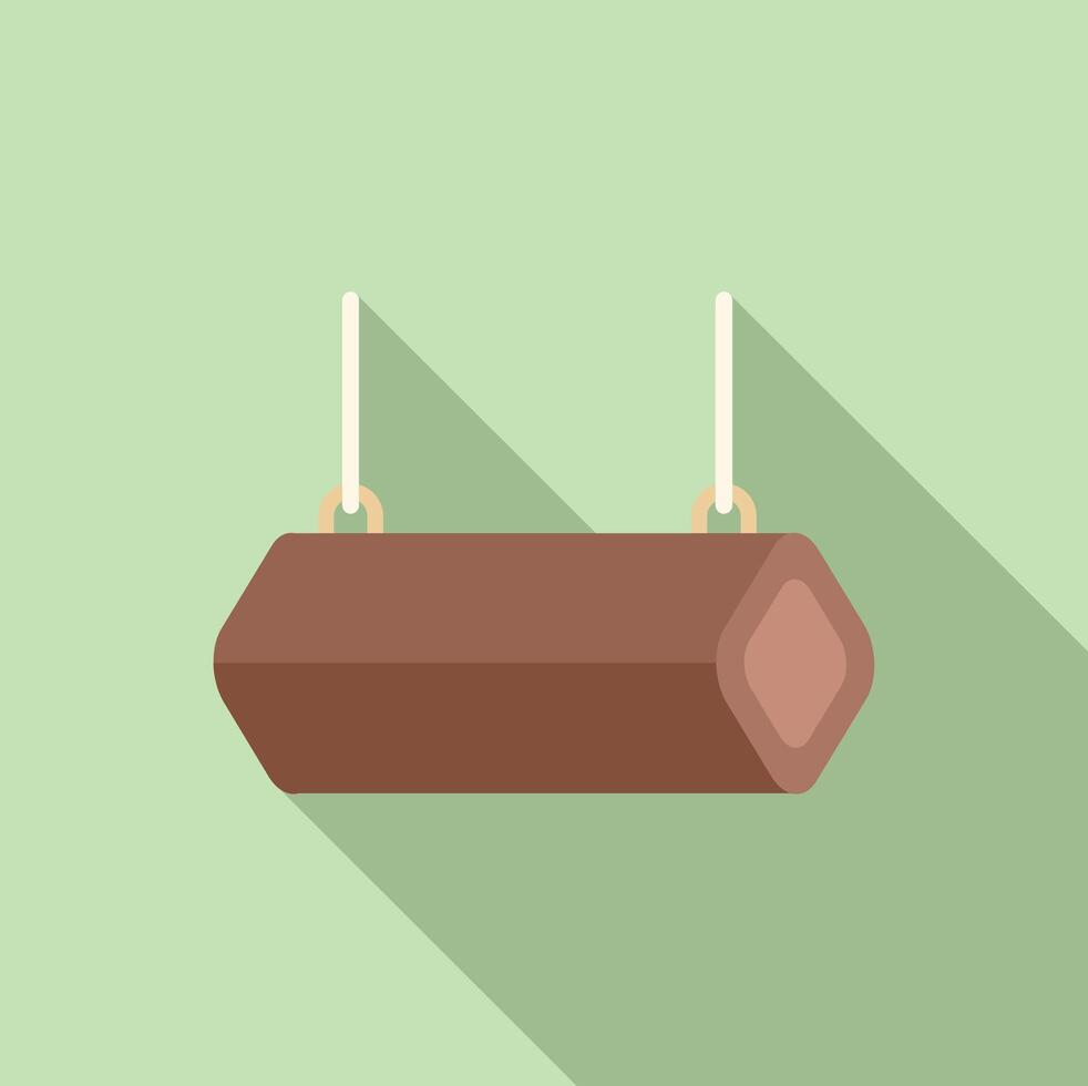Wooden log hanging on ropes as minimalist interior design element vector