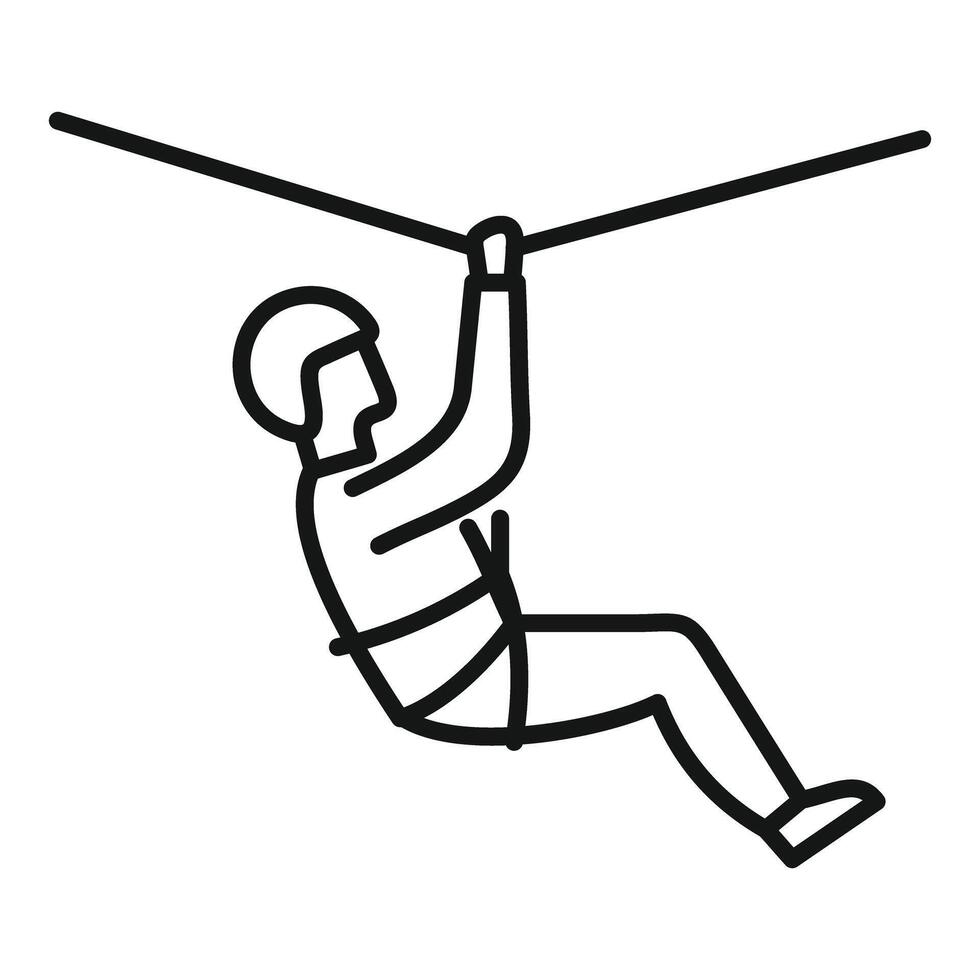 Zip line enthusiast enjoying adventure park ride vector