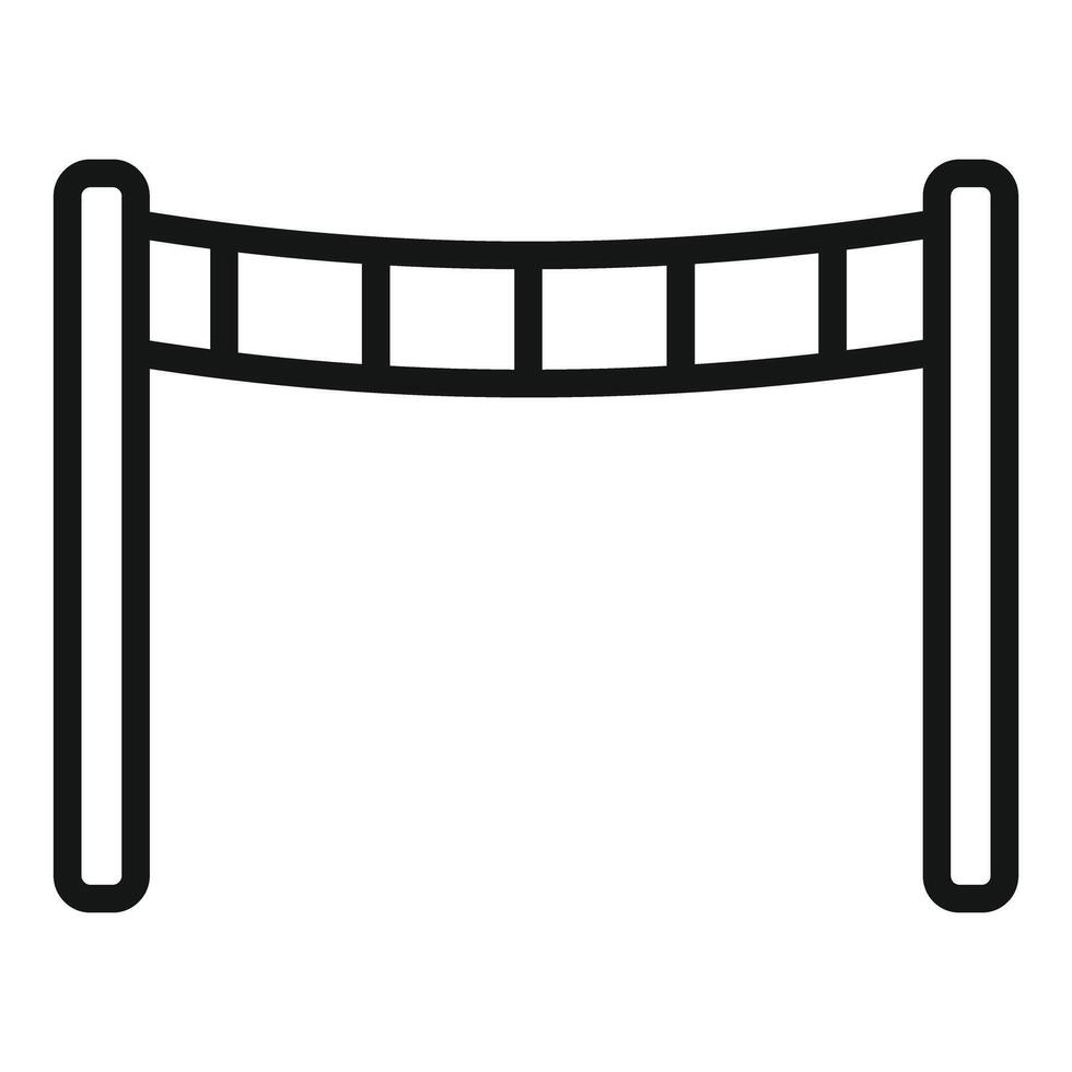 Finish line hanging between two posts marking the end of a race vector