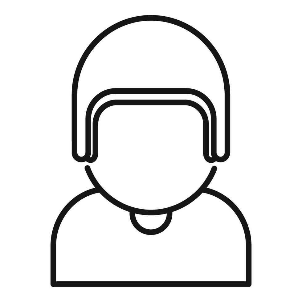 Line icon of a construction worker wearing a hard hat for safety vector