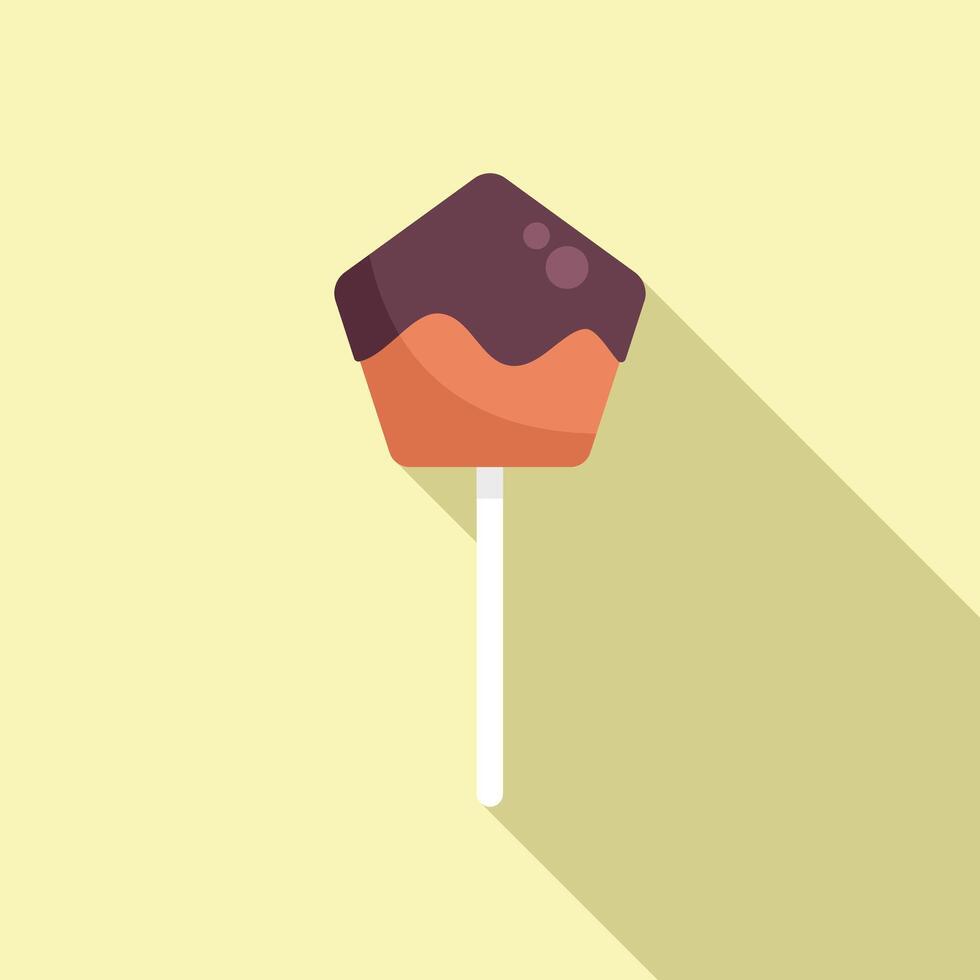 Chocolate cake pop with drizzled icing on long shadow background vector