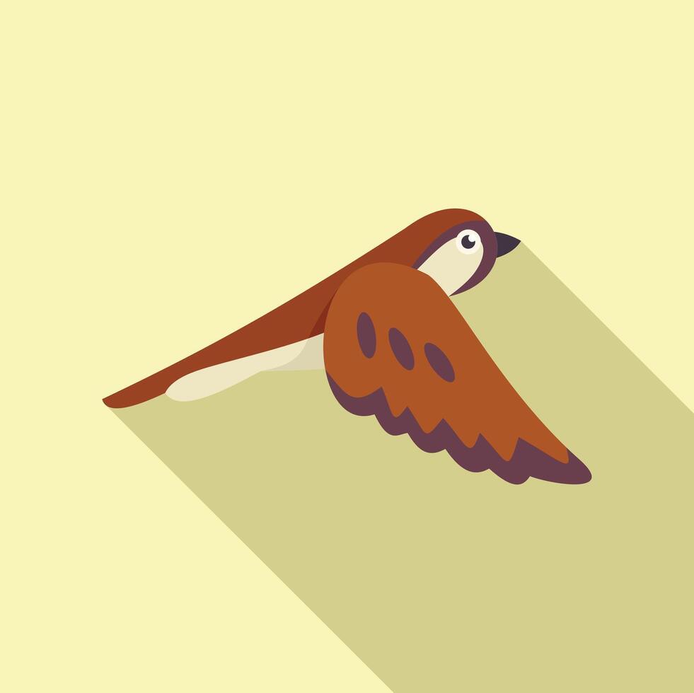 Sparrow flying with spread wings minimalist illustration vector